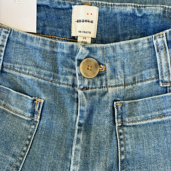 NWT Anthropologie The Colette Crop Wide-Leg Jeans Maeve Palms Wash Blue 25 - Picture 7 of 11